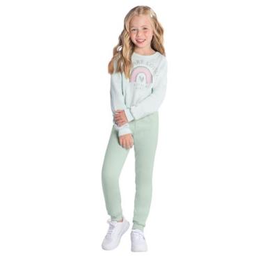 Imagem de Conjunto Infantil Menina Blusa e Calça Moletom Confortável Moderno Bra
