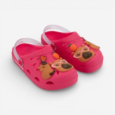 Imagem de Babuche Infantil Capivara Hype Grendene Kids Rosa, Rosa escuro, Glitte