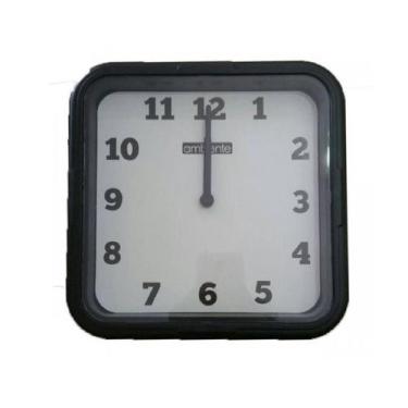 Imagem de Relógio De Parede Sala Cozinha Grande 22,5cm Quadrado Preto Pilhas Inc