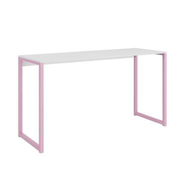 Imagem de Mesa Escrivaninha Industrial Desk 90 Color Quarto Escritório Branco Rosa