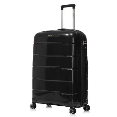 Imagem de Mala de Viagem Grande 32kg em Polipropileno Expansível com Zíper Modelo Lima Preto Denlex