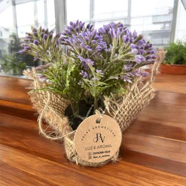 Imagem de Vaso com planta Artificial Lavanda com juta - Luz e Aroma