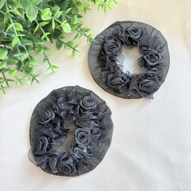 Imagem de Redinha para Coque Preta com Flores - Pistache Acessórios, Preto, Elas