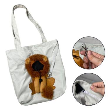 Imagem de Bolsa de Transporte para Pets AB Mídia BSL3906 Gatos e Cães Estampa Leão Ventilada Branco