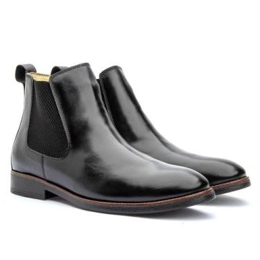 Imagem de Bota Chelsea Masculina Couro Bico Redondo Conforto Casual - IGO, Preto