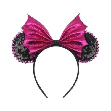 Imagem de Tiara De Orelhas De Rato Para Mulheres Com Lantejoulas E Laço, Acessór