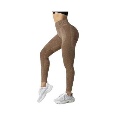 Imagem de Leggings De Yoga Femininas De Cintura Alta Sem Costura, Efeito Levanta