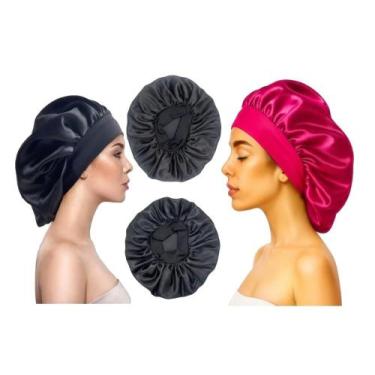 Imagem de Touca de cetim anti frizz premium com elástico para cabelo cacheado cr
