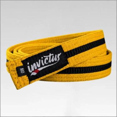 Imagem de Faixa Jiu Jitsu Infantil Invictus Amarela com Listra Preta BJJ Graduaç