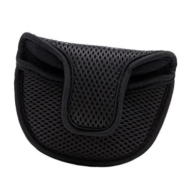 Imagem de DYNWAVE Capa de cabeça de taco de golfe portátil, capa de cabeça de malha de náilon, fácil de utilizar, protetor de taco leve para equipamento de golfe unissex, PRETO