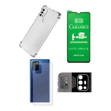 Imagem de Kit Capinha, Película Cerâmica, Skin Carbono e Lente da Câmera Para Moto G30 - Jodda
