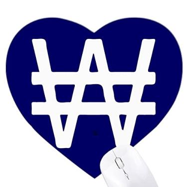 Imagem de Mousepad de coração KRW com símbolo da moeda da Coreia Tapete de borracha para escritório