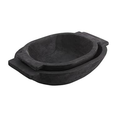Imagem de Mud Pie Conjunto de tigela de massa oval, preto, pequeno 30,48 cm x 43,18 cm | grande 37,88 cm x 53,32 cm