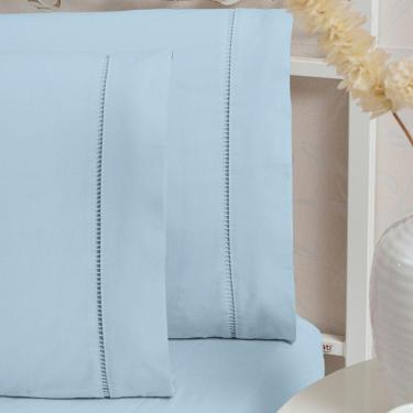 Imagem de Jogo Fronha Avulsa 100% Algodão 400 Fios Azul 2 Und