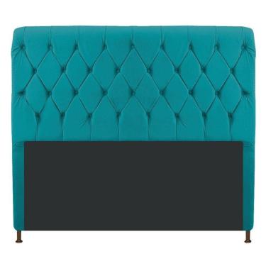 Imagem de Cabeceira Cristal 140Cm Casal C Capitonê Suede Azul Turquesa