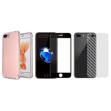 Imagem de Capinha Silicone Antichoque e Pelicula Vidro 3D Preta e Traseira Iphone 7 Plus