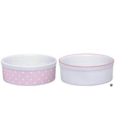 Imagem de Kit Comedouro e Bebedouro de Porcelana 600ml BP Rosa