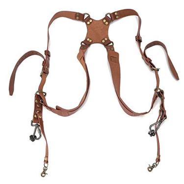 Imagem de Al?a para camera,cinto duplo de couro, cinto de ombro duplo, acess¨®rios para fotografia, cinto de seguran?a para cameras DSLR(Brown), Al?a de ombro da camera Arn¡§os Cinto Ombro Dupla Camera Cour