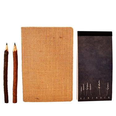 Imagem de Root and Seed Conjunto de presente de diário RS006, caderno Hessian de 160 páginas, bloco de notas "Don't Let Me Forget", 2 lápis de galho