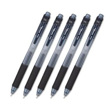 Imagem de Pentel Energel X borracha aderente e clique retrátil linha fina, ponta de agulha -BLN-105 - modelo de desempenho de custo - 0,5 mm - preto tinta - conjunto de 5 (com nossa loja descrição original de produtos)