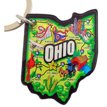 Imagem de Chaveiro de lembrança de acrílico de Estado de Ohio, estilo retrô, mapa de presente, 5 cm