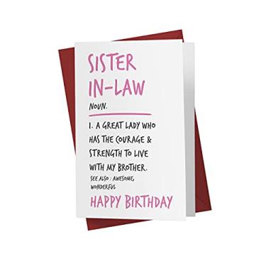 Imagem de Karto Cartão de aniversário engraçado para cunhada - Grande 14 x 21,6 cm Sister in Law Cartões de aniversário - Substantivo