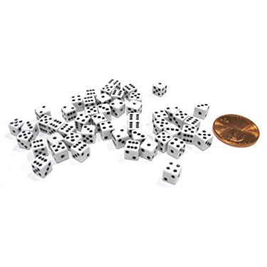 Imagem de Koplow Games D6 de 6 lados, 5 mm, dados pequenos em miniatura de 500 cm (297 polegadas) - branco, 50 peças
