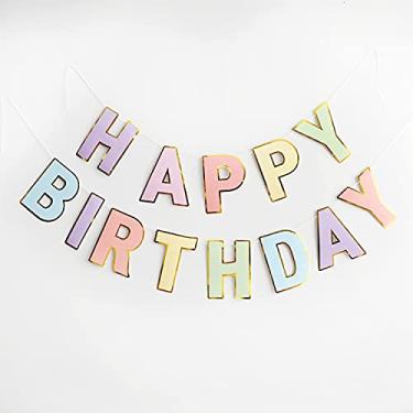 Imagem de ebabyland Happy Birthday Banner Pastel – Banner colorido para Happy Birthday 1st 2nd 3rd 18th 21st 30th 40th 50th 60th Birthday Decor Supplies