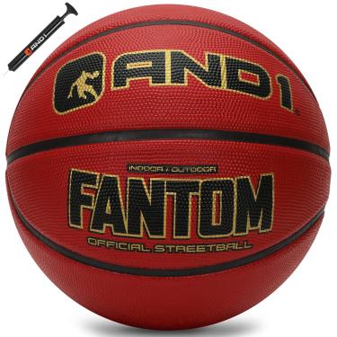 AND1 Bola de basquete de borracha Chaos: (esvaziada com bomba incluída),  tamanho oficial, basquete com bomba, tamanho 7, Grafite verde/vermelho,  5A1BK0102E9