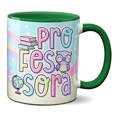 Imagem de Caneca Profissional Professora Presente Fofo Coruja Livros (Verde)