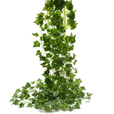 Imagem de Beebel Ivy Garland 2,5 m, 12 fios, folhas artificiais de hera falsa, folhas de vegetação, trepadeiras, folhas de planta, guirlanda, jardim, hera venenosa, fantasia