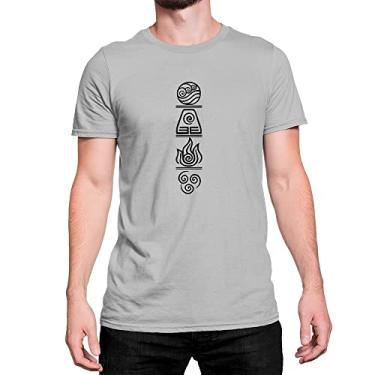 Imagem de Camiseta Avatar Símbolos Fogo Àgua Terra Cor:Cinza;Tamanho:P