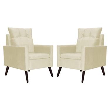 Imagem de Kit 02 Poltronas Decorativa Ligia Suede Cores - DS Estofados
