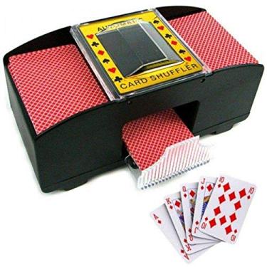 Imagem de Kit Embaralhador de Cartas Automático + Baralho + Pilhas - 21cm