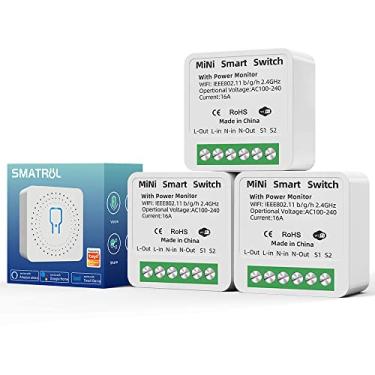 Imagem de Módulo Automação Inteligente--Estatísticas de consumo de energia--3 PCS 16A Mini Interruptor inteligente wifi, Módulo de Interruptor Interno diy suporta 2 vias de controle, Compatvel com Alexa/Google Home.