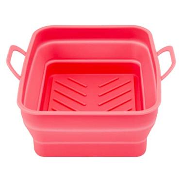 Imagem de Panela para Fritadeira, Forro para Fritadeira Reutilizável 2 Unidades de Silicone Com Alça para Forno (Vermelho)