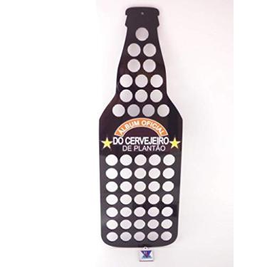 Imagem de Quadro Porta Tampinhas MDF Laminado Madeirado capacidade 50 tampinhas cervejeiro