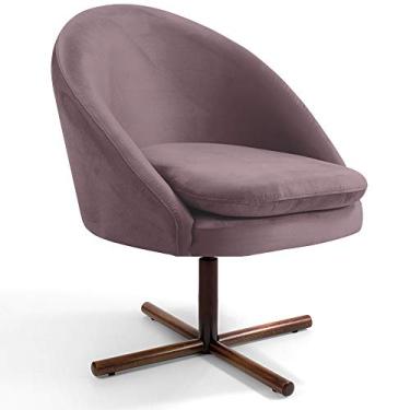 Imagem de Poltrona Decorativa Giratória Base X Rafa D02 Veludo Rosê C-305 - Lyam Decor
