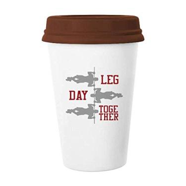 Imagem de Combinado Fitness Balance Art Deco Caneca moderna Caneca de café Copo de cerâmica Tampa de cerâmica