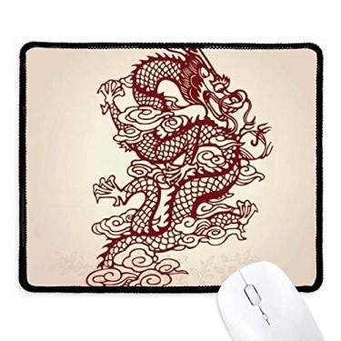 Imagem de Mousepad de dragão chinês com borda costurada, tapete de borracha para jogos