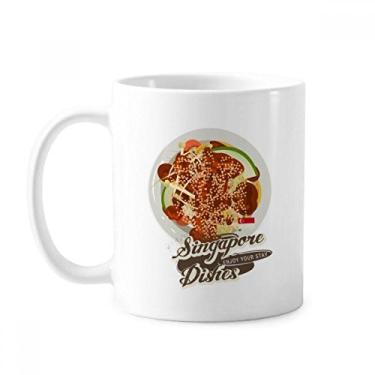 Imagem de Caneca clássica Singapura Rojak de cerâmica branca presente com alças 350 ml