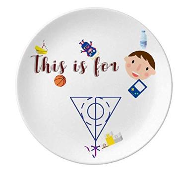 Imagem de Placa de porcelana circular de totem triangular com ponta de flecha para jantar e homem