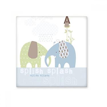 Imagem de Elefante respingo azul verde chuva cerâmica azulejo brilhante decalque pedra adornada tijolo vitrificado