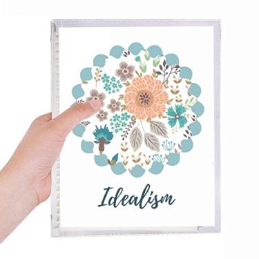 Imagem de Caderno de pintura de plantas com flores laranjas, folhas soltas, diário recarregável