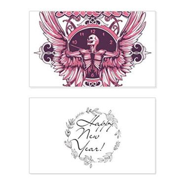 Imagem de Graffiti Street Pink Skull Angle Clock Pattern New Year Festival Greeting Card Bless Message Gift