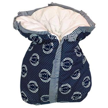Imagem de Cobertor Saco Manta para Bebê Analu Kids 60x40x14cm - Estampa Urso Coroa Azul Marinho