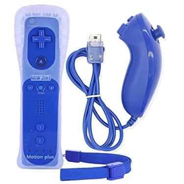 Imagem de Controle Wii Remote Plus + Nunchuck Para Nintendo Wii e Nintendo Wii U Azul Escuro