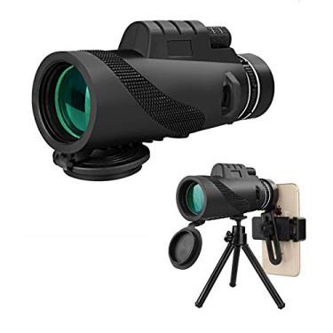 Imagem de Telescópio monocular 40x60 para adultos, HD High Power Bak4 Monocular monocular à prova d'água com adaptador de smartphone Tripé para observação de pássaros, caminhada, acampamento, turismo