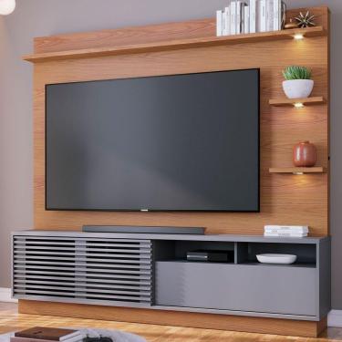 Imagem de Estante Para Tv Até 70 Polegadas Campeche 1 Porta 1 Gaveta Freijó/cinza Fosco - Colibri