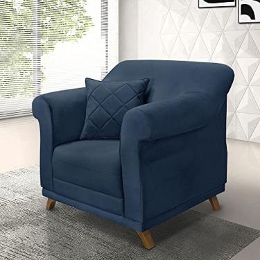 Imagem de Poltrona Estofada Decorativa Sala de Estar Quarto Escritório Leitura (VELUDO AZUL)